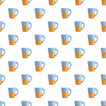 Blue and orange mugs creating seamless pattern background Illustrazione stock