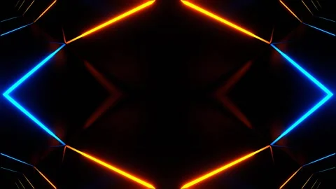 Blue and Orange Neon Light Kaleidoscope Background VJ Loop in 4K Stock-Footage 335829228