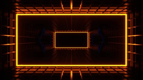 Blue and Orange Neon Pointer Arrow Tunnel Background VJ Loop in 4K Stock Footage 281494883