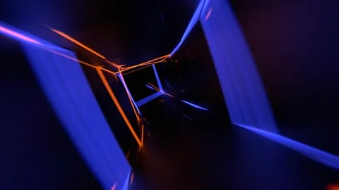 Blue and Orange Neon Strobe Tunnel Background VJ Loop l 4K Stock Footage 296575352