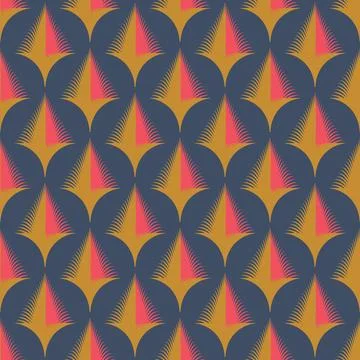 A blue and orange patterned fabric with a yellow and pink design Stock Illustration
