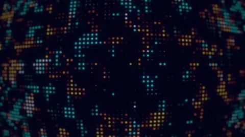 Blue and Orange Pixel LED Animation | Glowing Digital Dots Futuristic Backg.. Stock-Footage 311410412