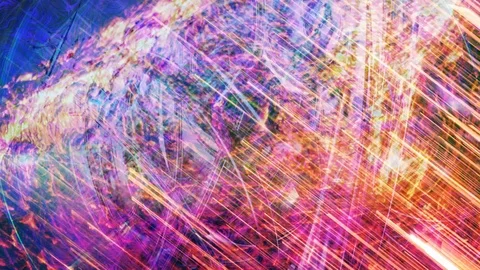 Blue and Orange Rotating Light Streaks on Dark Surface Stock Footage 113150843