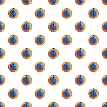 Blue and orange round button seamless pattern Illustrazione stock