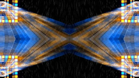 Blue and Orange Sci-Fi Space Bridge Kaleidoscope Background VJ Loop in 4K Stock Footage 336482207