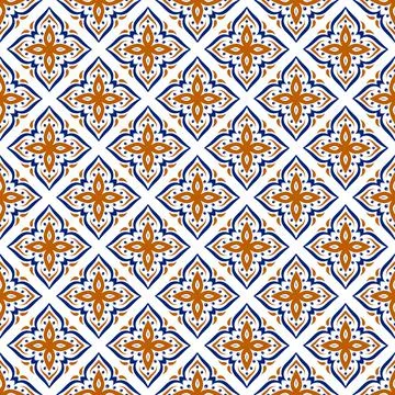 Blue and orange seamless pattern. Geometric. Stock Illustration