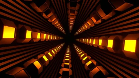 Blue and Orange Slow Strobe Type Rotation Tunnel Background VJ Loop in 4K Stock Footage 308069444
