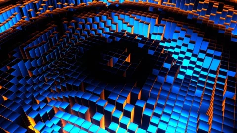 Blue and Orange Square Waves Move in Circles Background VJ Loop in 4K Stock Footage 287602515