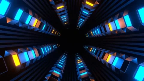 Blue and Orange Strobe Tunnel with Reverse Rotation Background VJ Loop in 4K Stock Footage 270956723