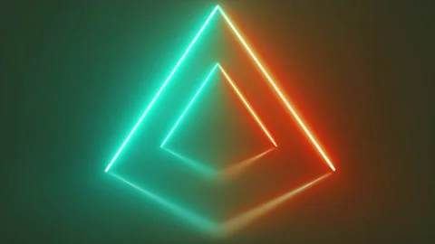Blue and orange Triangular shaped neon lines background Stock Footage 199380481
