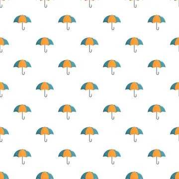 Blue and orange umbrella repeating pattern background Illustrazione stock