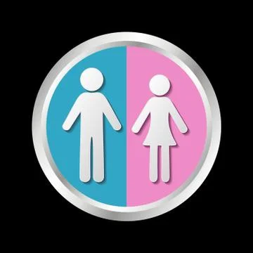 Blue and pink button with man and woman イラスト素材