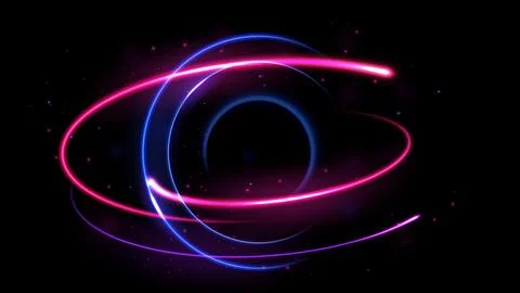 Blue and Pink Circle Light Effect Moving on Dark Background, Vector Illustr.. 스톡 일러스트