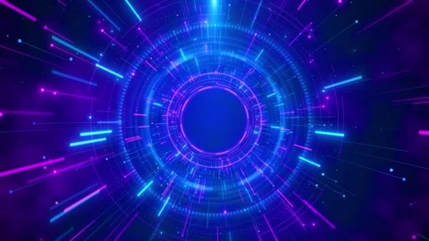 Blue and pink circular interface rings surround an open center, creating Stock Footage 341008497