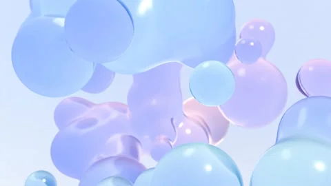 A blue and pink cloud of bubbles floating in the air loop animation Stock Footage 276493575