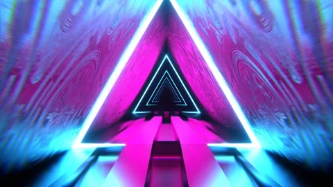 Blue and Pink Cyberpunk Triangular Alien Neon Corridor Background  VJ Loop l Stock Footage 302913438