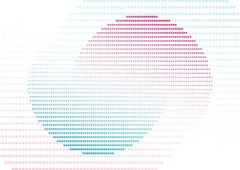 Blue and pink dotted linear circles abstract minimal tech background 库存插图