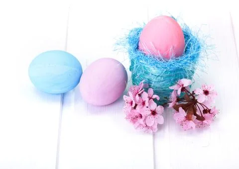 Blue and pink Easter eggs Stock Photos