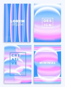 Blue and pink Gradient waves stock vector illustration four cover design. Des イラスト素材