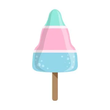 Blue And Pink Layered Ice-Cream Bar On A Stick, Colorful Popsicle Isolated Stock Illustration