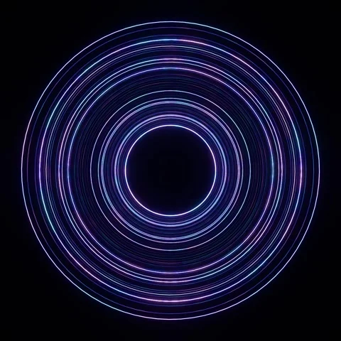 Blue and Pink Neon Concentric Circles Motion Loop Stock-Footage 334949128