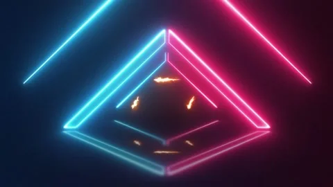 Blue And Pink Neon Triangle Loop Stock Footage 196199010