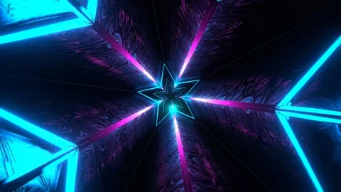 Blue and Pink Rotating Alien Tunnel with Star Shape Background VJ Loop in 4K Stock Footage 307399386