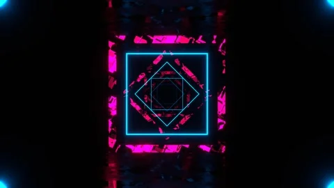 Blue and Pink Square Abstract Hallway Background VJ Loop l 4K Stock Footage 299568424