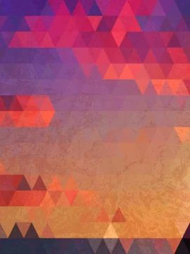 Blue and pink triangles background with grudge texture Stock Illustration