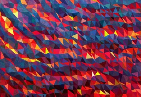 Blue and pink triangles background with grudge texture Illustrazione stock