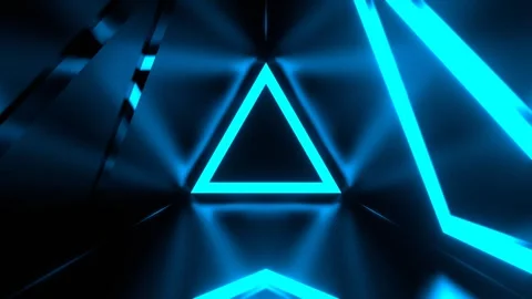Blue and Pink Triangular Corridor with Bright Neon Flashes Background VJ Loo Stock Footage 344099066