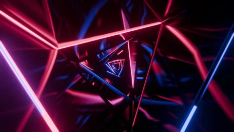 Blue and Pink Triangular Spiral Neon Tunnel Background VJ Loop l 4K Stock Footage 295879204
