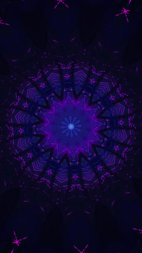 Blue and purple abstract background with star in the center. Kaleidoscope VJ Stock Footage 314716336