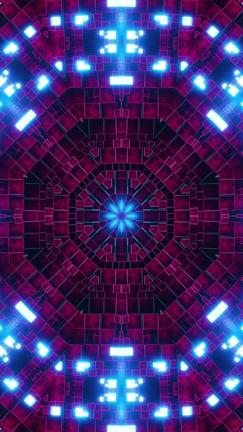 Blue and purple abstract design with squares and squares. Kaleidoscope VJ loop Stock Footage 314716359