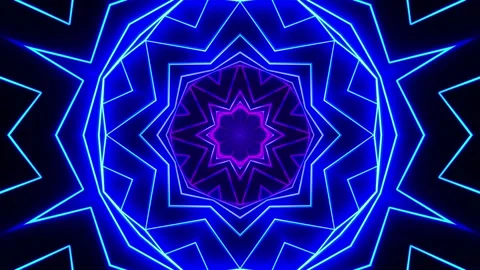 Blue and purple abstract pattern with star. Kaleidoscope VJ loop Stock Footage 261671484