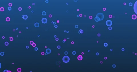Blue and purple bubbles randomly flying in the air on a blue background Stock Footage 245247093