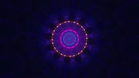Blue and purple circular design with star in the center. Kaleidoscope VJ loop Stock Footage 252352326