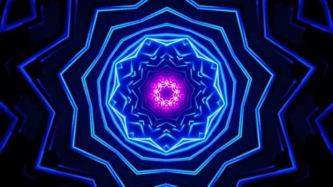 Blue and purple circular pattern with light. Kaleidoscope VJ loop Stock-Footage 261671495