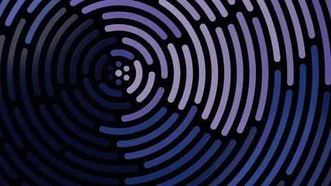 Blue and purple concentric arc spiral maze abstract background Stock Illustration