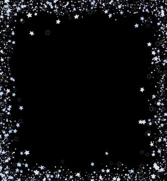 A blue and purple frame made of stars of different sizes. Overlay the frame e Stock Illustration
