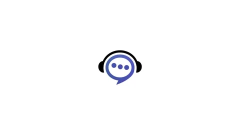 Blue and purple gradient chat bubble with headphones and three dots logo on.. Stock Footage 321854913