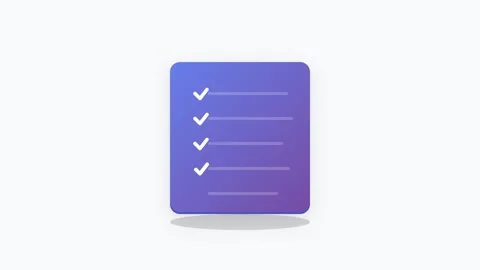 Blue and Purple Gradient Checklist Icon with Sequential Animated Checkmarks Stock-Footage 346130860