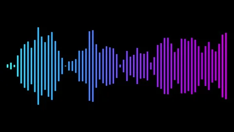 Blue and purple gradient sound waves or audio waveform on black. Music, sound Stock Footage 304161614