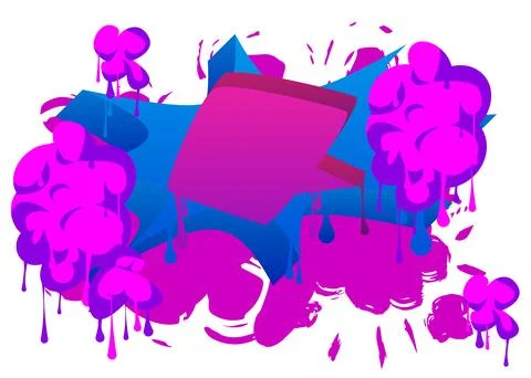 Blue and purple graffiti speech bubble. Abstract modern Messaging sign stre.. Illustrazione stock