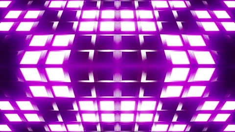 Blue and Purple grid pattern lights outside of cube Background Stock Footage 220235173