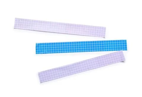 Blue and purple grid patterned washi tape strips for crafting and decorative  Stock Photos