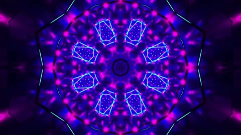 Blue and purple light pattern with circular design. Kaleidoscope VJ loop Stock Footage 261671176