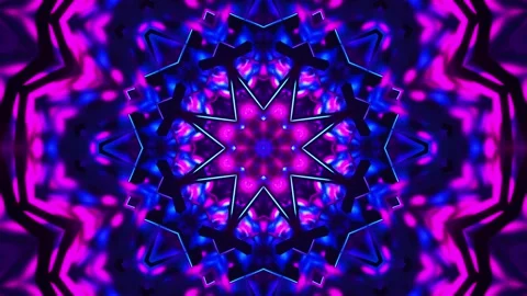 Blue and purple light pattern with stars. Kaleidoscope VJ loop Stock Footage 261671189