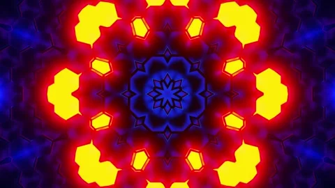Blue and purple light pattern with star. Kaleidoscope VJ loop Video stock 261671902