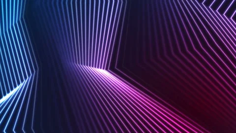 Blue and purple neon curved lines tech video animation Stock Footage